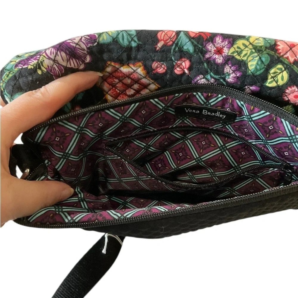 Vera Bradley Black Floral Messenger Crossbody Bag